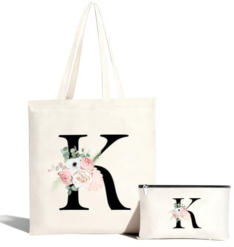 Bolsa de algodón personalizada con nombre, bolsa de la compra con letras, bolsa de transporte y neceser, bolsa de la compra de lona con cremallera, regalo para mujer, novia, mamá, cumpleaños (K)