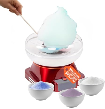 Avilia - Macchina Zucchero Filato Elettrica 500W Facile da Usare con Vaschetta Removibile, Accessori Inclusi e Riscaldamento Rapido per Zucchero Colorato o Aromatizzato, Ideale per Bambini e Feste