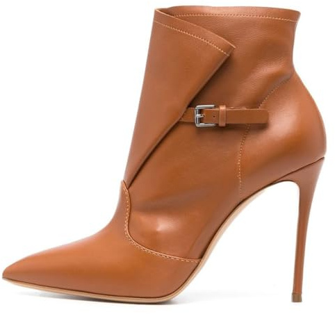 Botines de Tacón Alto con Punta Puntiaguda para Mujer Botines Cortos de Tacón de Aguja Sexys de Otoño e Invierno Zapatos Vestir de Fiesta con Hebilla Moda para Oficina y Trabajo,Marrón,42 EU