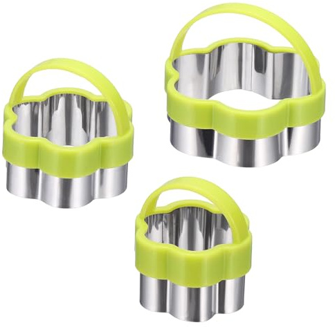 sourcing map 3 Pcs Sandwich Cutter, Cute Cookie Cutters with Handle, Sandwich Maker Bread Decruster Lunch Accessories Flower Shape for Lunchbox DIY Cookie Lunch Bento Gift, Green
