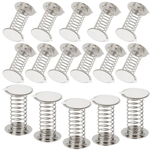 CREATCABIN 16 paquete de Base de Resorte para Manualidades Base de Resorte de Cabeza Oscilante para Muñeca de 4cm Base de Metal Plateado En Espiral con Adhesivo de Doble Cara Manualidades 4.05 x 2.5cm