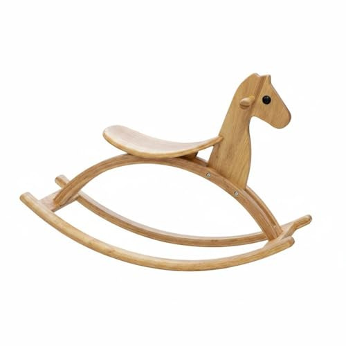 HuadaXtai Cheval à Bascule Enfant Cheval Bascule Jouet Balançoire Bois Bébé Design Nordique Épuré Lignes Douces Patins Courbes Stabilité Renforcée, Natural Wood