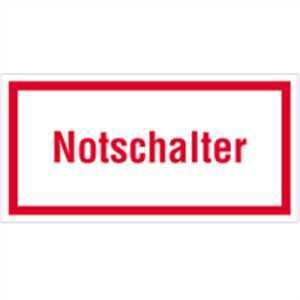 Schild Hinweisschild: Notschalter 10 x 20cm Alu