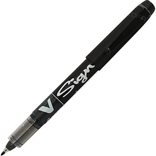 2.0mm Fiber Soft Tip PILOT BLACK V Sign Pen Smooth Free Write Draw Sketch