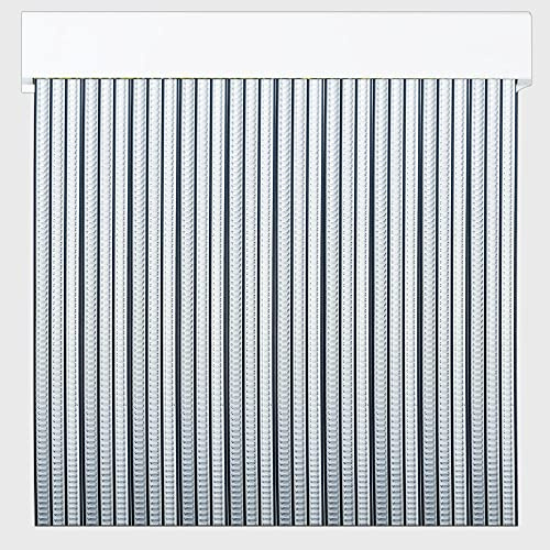 Tenda spaghetti anti insetti | Tenda a fili di plastica in PVC ed asta in alluminio | Perfetta per porte esterne ed interne | Trasparente-Nero | 210 * 120