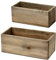 Oairse 2PCS Small Vintage Wooden Box, Rustic Style Rectangle Plant Pots for Planting or Decoration with Removable Plastic Liner for Home Garden Farmhouse Indoor, Long 22CM/25CM