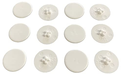 12 x Cover Caps for Cross Head Connector Cam Nuts - Wardrobes, Cupboards, Shelves etc. (White)