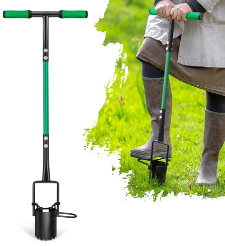 Altdorff Bulb Planter Tool, Sod Plugger with Long Handle Serrated Base, 5-in-1 Lawn Plug Garden Tool for Transplanting, Digging, Grass Plug, Soil Sampler, Planting for Tulips, Iris, Daffodils