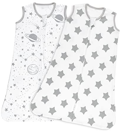 Babyschlafsack für Neugeborene, 0-6 Monate 0.5 TOG 100% Baumwolle, Oeko-tex100 ärmellose Wickeldecke, Unisex, für Jungen und Mädchen, Neugeborene Baby Essentials (Stern)