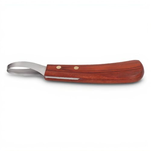 Maréchal-ferrant Couteau à Sabot Ovale en Acier Inoxydable Manche en Bois de Caoutchouc Sabot Polyvalent pour Bovins