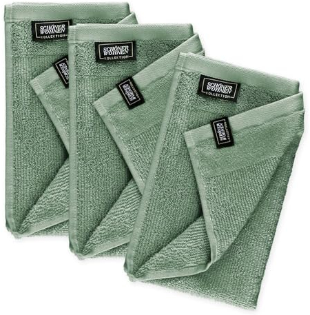 SCHÖNER WOHNEN Gästehandtücher 30x50 grün - Frottee Gästetuch Set im 3er Pack - Gesichtstücher Baumwolle Öko-Tex - klein - für Bad, WC, Baby, Kinder & Fitnessstudio - schnelltrocknend