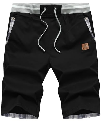 Djtnzdm Short Homme Coton Confortable Casual Mode Chino Shorts Bermudas Homme avec Poches Vacances Cargo Short Homme