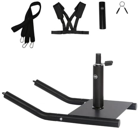 CEPHKY Weight Sled, Workout and Fitness Pull Sled, Metal Football Sled Drag Training Equipment for Strength and Speed Improvement, Easily Through Obstacles, Suitable for 1 & 2 Weight Plate - Black