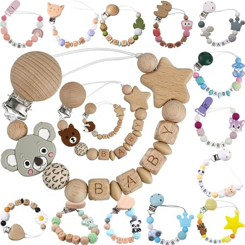 Emyzkc Personalisierte Schnullerketten mit Namen, personalisierte Geschenke für Neugeborene