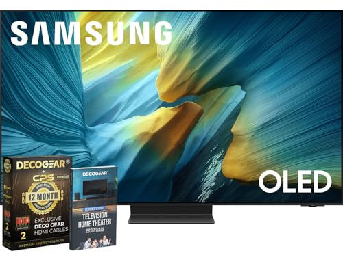 Samsung 55 inch OLED 4K S95F Smart TV (2025) Vision AI, OLED HDR Pro, Glare-Free Bundle with CPS Exclusive 1-Year Protection & Deco Gear Complete Home Theater Beginner's Guidebook