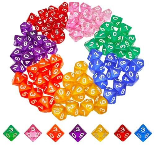 70 Stück Polyedrische Würfel Set, Dice Würfelset D10 Spielwürfel Würfel Bunt für D&D/RPG/MTG Table Games, Board Game, Acrylic Dice Set für Card Game Role Play Table Games