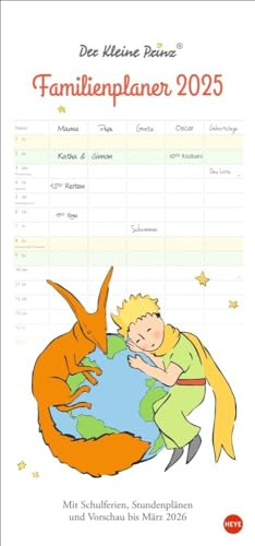 El Principito Planificador Familiar 2025: Calendario familiar con motivos del clásico libro para niños. Calendario de pared con 5 columnas. Agenda familiar (planificador familiar Heye)