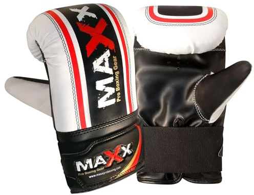 MAXX Punch bag Gel Mitts Boxing Gloves Grappling 4 Colours (One Size, Black White)