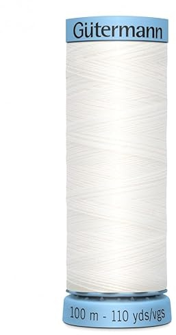 Gutermann Luxurious Pure Silk Sewing Thread 100m White 800 - Each