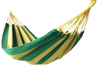 Hängematte XXL im Beutel 200x150 cm, waschbar robust, Citro/grün gestreift, Hängematte für Garten, Terrasse, Balkon und Urlaub, Relaxmatte, maschinenwaschbar