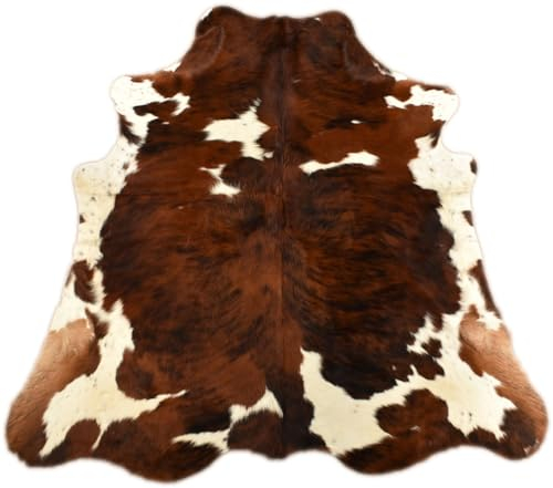 generisch KUHFELL STIERFELL BRAUN Weiss Tricolor 230 x 190 cm Premium Fell Teppich VON KUHFELLE ONLINE