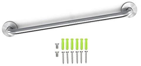 INTIRILIFE portasciugamani in Acciaio Inox Spazzolato - Lunghezza 40 cm e Diametro Asta 19 mm per Foratura - portasciugamani Porta Asciugamani Bagno Sauna Cucina, Montaggio a Parete