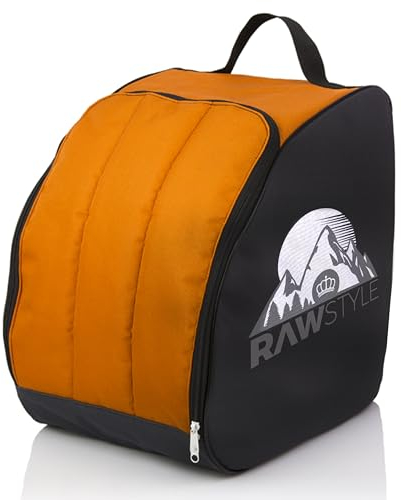 Rawstyle Skischuhtasche Skistiefeltasche Rucksack Helm für Hart-Soft-Boots Inliner Bootbag Tasche Modell 2 (schwarz-orange)