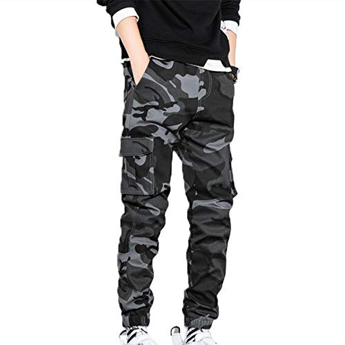 Chickw11 Uomo Pantaloni Cargo Pants Camouflage, Classici da Jogging Camo Militari Pantaloni per Arrampicata Caccia Escursionismo Sport all'aperto (Camouflage Grigio,M)