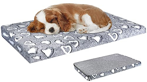 VANKEAN Tapis pour Chien réversible (Froid & Chaud), Coussin Chien de 24 Dehoussable, Matelas Doublure Imperméable Lit pour Chiens, Housse Amovible et Lavable en Machine,Gris