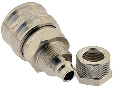 Kupplungsdose NW 7,2 mit Überwurfmutter 10 x 8mm, Material Messing vernickelt