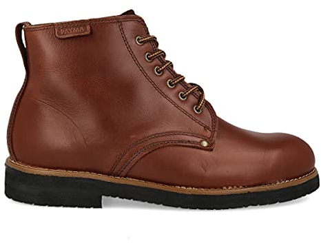 PAYMA - Rustikale Chukka Leder Stiefel für Herren. Safari Boot Schuhe Leder Casual Work, Outdoor und Gartenschuhe. Ungefüttert Kurzschaft. Schnürsenkel. Gummisohle. Farbe: Stiefel Braun, Größe: EU 40