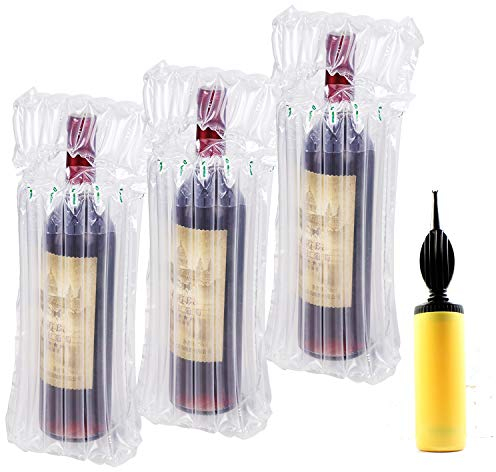 Aufblasbare Weinflaschen-Schutztasche, 25 Stück, Wein-Reisetaschen mit Luftpumpe, Luftsäulenkissen, Verpackungsbeutel Wein für den Versand von Reisegepäck Koffer (25)