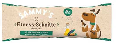 Sammy´s Fitness-Schnitte mit Grünlippmuscheln & Lachsöl | Hundesnack mit viel frischem Fleisch | Riegel to-go |1 x 25 g