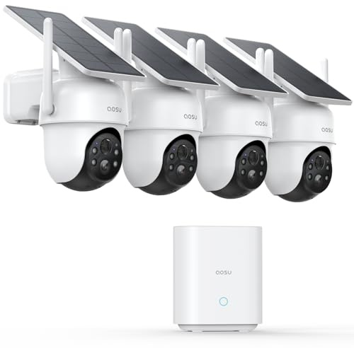 aosu D1 Classic 4-Cam Kit, Security Cameras Wireless Outdoor, Solar Powered