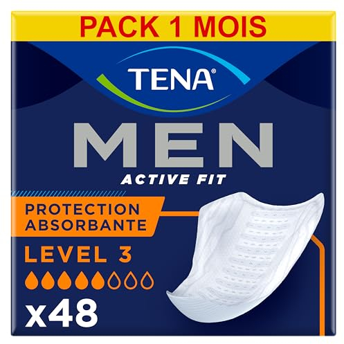 TENA Men Inkontinenzeinlagen, Stufe 3, für Herren, für mittlere Blasenschwäche, 48 Stück (1 Monatspack)