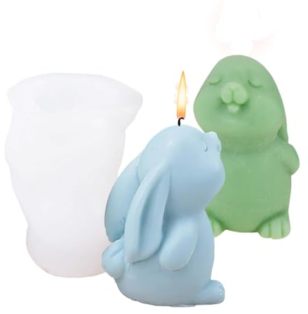 Easter Rabbit Candle Moulds,1PC Lovely 3D Bunny Silicone Moulds,Epoxy Resin Mold for Candle Making, Handmade Soap Gift Craft Ornaments Home Decoration (Rabbit Mould)