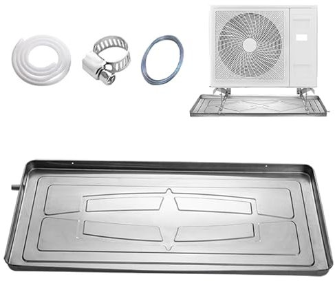TRUNXUCL Desagüe Aire Acondicionado, Aire Acondicionado Bandeja de Agua Universal, Bandeja de Drenaje de Acero Inoxidable con Tubo de Drenaje, para Sistemas de Bomba de Calor de Unidades Divididas (C