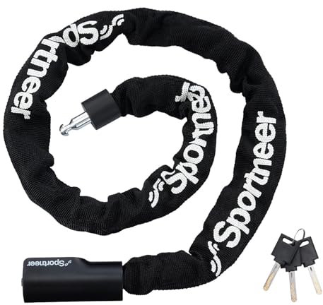 Sportneer Fahrradschloss Hohe Sicherheits Kettenschloss 100cm Lang mit 6mm Starker Hochleistungs-Fahrradschlösser Gehärtetem Stahl, Anti-Diebstahl-Schloss für Motorrad/Rad/Tür/Zaun/Grill 3 Schlüssel