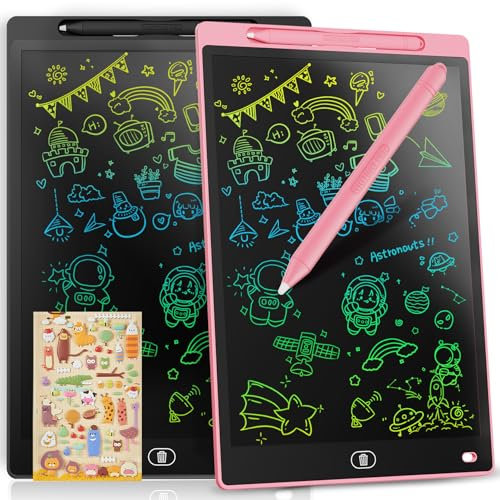 [2 Pack] Genialba 8.5 inch LCD Writing Tablet Colorful Screen Drawing Board Toddler Toys Learning Educational Toys Gifts for Birthday Christmas, for 2 3 4 5 6 7 Year Old Boys Girls, (Pink&Black)