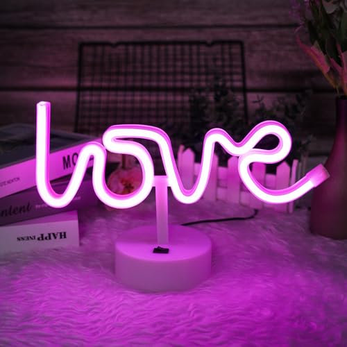 HOTUT Love - Luce al neon a LED, alimentata tramite USB o a batteria, per San Valentino e Natale, perfetta come luce notturna per camera da letto per ragazze o soggiorno