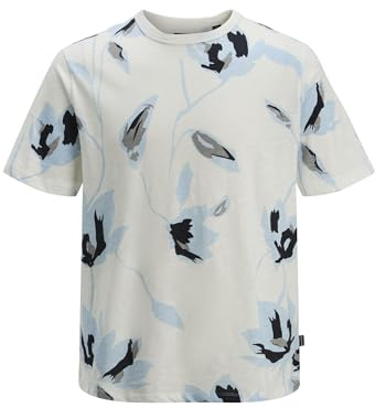 Jack & Jones Jprblapalermo AOP SS Tee Men's All Over Print T-Shirt, Cloud Dancer, XL