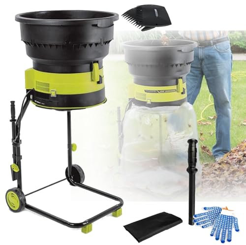 Trituradora de jardín, trituradora de hojas eléctrica silenciosa, trituradora de abono, velocidad de 8000 rpm, con bolsa recolectora desmontable para desechos de jardín, hojas y ramas,10m-Power-Cord