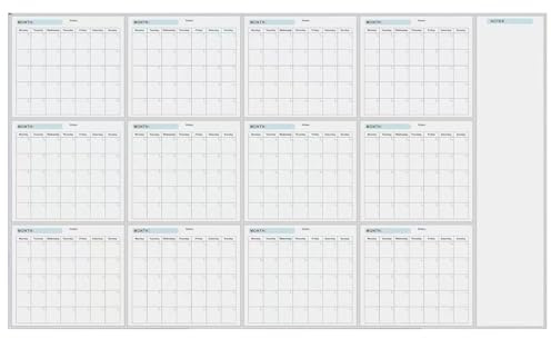 Torrraderingskalender, väggkalender, obegränsad datumplaneringskalender, radering årlig whiteboardplanerare för organisering och schemaläggning, 140 x 80 cm, odaterad, återanvändbar