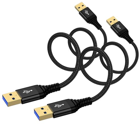 USB to USB Cable 6FT, 2 Pack USB-A to USB-A Cord Male to Male USBCable Double Side USB3.0 A to A Data Transfer Cord for Computer PC Laptop Cooler DVD Player Hard Drive Enclosures TV Hub Set Up Box