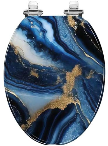 Serenitison WC Deckel aus Kunstharz,WC Sitz Mit Absenkautomatik,WC Toilettendeckel,Universal Toilettensitz,Leiser Toilettensitz mit langsamer Absenkung,Verdickter Farbiger Toilettensitz,43 * 36cm