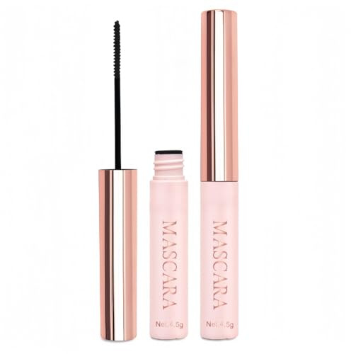 Mascara Waterproof con Scovolino Fine per Ciglia Corte e Radi, Volume, Lunga Durata, Allungante e Ispessente, Anti-Sbavature, Nero