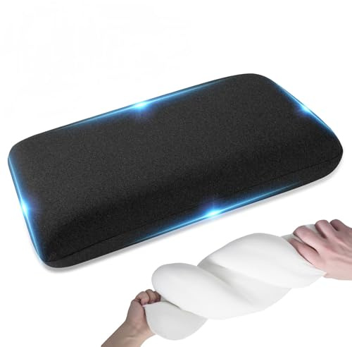 SOMLAW Resekudde minnesskum – ergonomisk nackkudde (50 x 30 x 10 cm) – tvättbar och kompakt – campingkudde med ögonmask, bärväska – perfekt för camping, bil, flygplan, tåg, hotell (svart)