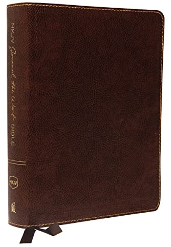 NKJV, Journal the Word Bible, Large Print, Bonded Leather, Brown, Red Letter: Reflect, Journal, or Create Art Next to Your Favorite Verses