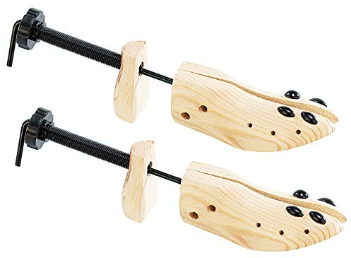 infactory Schuhspreizer: 2er-Set Schraub-Schuhdehner aus Echtholz für Herrenschuhe (Schuhspreitzer, Schuhstrecker, Schrauben)