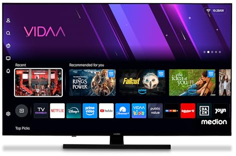 MEDION TV 50 pollici (125,7 cm) QLED Smart TV 4K (Dolby Vision HDR, VIDAA Store, DVB-T2 HD, DVB-C, DVB-S2, HEVC, Netflix, Prime Video, Disney+, DAZN, DTS X, Dolby Atmos, PVR, MD 850600)